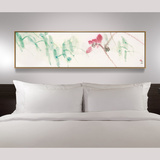 简约现代新中式卧室床头装饰画黑白样板房横幅客厅酒店壁画挂画