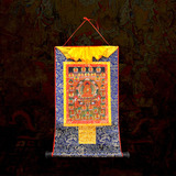 天竺文化 佛教用品 三十五佛像挂画唐卡画 西藏装饰画 蓝色长60cm