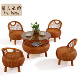 厂家直销阳台客厅天然印尼藤椅子茶几五件套三件套藤茶桌台洽谈桌