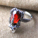 925纯银戒指女士开口食指环貔貅复古宝石创意时尚个性饰品包邮