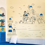 地中海风格建筑贴画 圣托里尼灯塔 客厅卧室沙发背景墙装饰墙贴纸