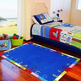1.3x1.9米英文字母蓝色男孩房地毯 幼儿园学校英文儿童地毯 现货
