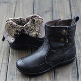 冬季保暖棉鞋毛毛靴 超软真牛皮 防滑软底平跟短靴 森系手工女靴