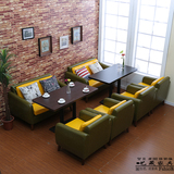 港式卡座沙发桌椅组合咖啡厅茶西餐厅双人皮沙发餐桌椅奶茶甜品店
