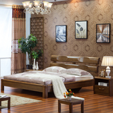实木床 现代中式家具1.8 1.5米双人床 高箱储物大床 婚床家具
