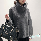 2015冬装新款韩国代购女装正品简约通勤高领粗线宽松套头羊毛毛衣