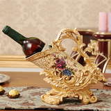欧式红酒架 家居饰品客厅摆件奢华装饰品树脂创意酒瓶架葡萄酒架