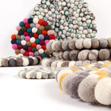 进口羊毛毡实心球现代床边毯混色素色球坐垫加厚地垫北欧宜家地毯