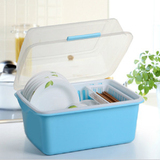 厨房置物架装碗筷收纳盒带盖碗柜放碗架沥水架塑料碗箱碗碟架盘
