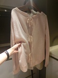 自留 奶萌 减龄 丝羊绒 背后蝴蝶结 宽松 粉色套头针织衫