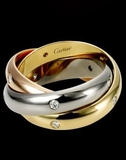 美国代购正品 Cartier/卡地亚 Trinity系列奢华三色三环5钻戒指