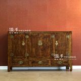 新中式老榆木免漆复古素色禅意门厅玄关柜餐边柜简约储物柜茶水柜