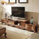 凯美尼亚 高档美式电视机柜茶几客厅组合伸缩地影视柜欧式深白色