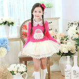 童裙套装秋款2015韩版女童公主长袖连衣裙中大童针织毛衣两件套裙