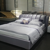 实木布艺床简约时尚1.8米小户型气动储物床可拆洗布床双人床婚床
