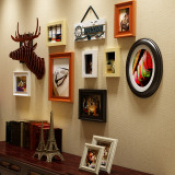 北欧宜家高端实木照片墙 卧室客厅沙发背景装饰创意画框相框组合