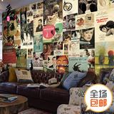 复古怀旧欧美电影明星海报咖啡餐厅酒吧服装店背景墙定制墙纸壁画