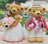 创意韩国田园婚纱大熊储蓄罐精美树脂工艺摆件儿童存钱罐结婚礼物