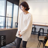 市舶司韩国代购女装2016春装新款宽松纯色简单长袖棉卫衣GC0321