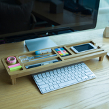 办公桌面收纳 键盘收纳盒 创意竹木简约置物架防尘隔板宿舍神器