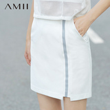 Amii短裙夏 半身裙中腰A字裙2016新款 修身显瘦薄款包臀裙韩版