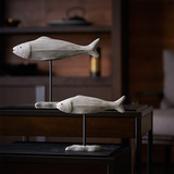 Tao源于美国 泰国进口手工制作陶瓷鱼摆件 客厅餐厅艺术品礼品