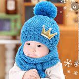 秋冬婴儿帽子围脖围巾套装1-2岁毛线帽男女宝宝帽子0-3-6-12个月