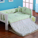 娃买乐婴儿床品三件套绣花纯棉宝宝床单被套枕套床上用品可拆洗