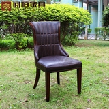 韩式餐椅深咖啡色橡木包皮餐椅酒店餐厅餐椅耐脏包厢简约现代椅子
