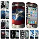 美国队长iPhone4s卡通彩膜包边 苹果4超人全身贴膜蝙蝠侠手机贴纸