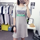 字母t恤女短袖中长款2016韩版宽松学院风套头衫打底衫女装夏季