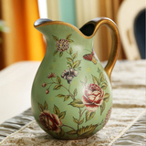 五折热卖 美式田园奶壶花瓶摆件圣卡罗彩绘陶瓷花器创意家居装饰