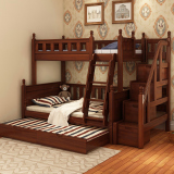 美式全实木高低床欧式上下床双层组合床子母床男女孩儿童床家具