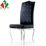 欧式不锈钢餐椅 鳄鱼皮真皮绒布面后现代简约奢华包邮新款餐桌椅