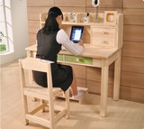 特价实木电脑桌儿童学习桌实木书桌课桌电脑桌带书架家用写字台