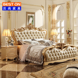 欧式床真皮法式床香槟金色双人床1.5米实木床1.8米结婚床皮艺床软