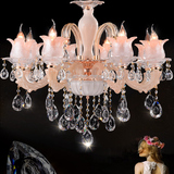 欧式白玉玻璃管蜡烛水晶餐厅吊灯LED简约客厅现代卧室玉石壁灯饰