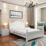 欧式简约田园床双人床1.8米实木床白色1.5米成人床单人床1.2成人