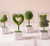 创意可爱形状仿真绿植物盆栽摆件塑料假盆景客厅室内酒店桌面饰品