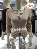 H&M HM专柜代购 2016女士针织长袖圆领纯色棉质开衫