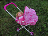 女孩过家家玩具哭笑洋娃娃芭比儿童学步车手推车宝贝陪睡布娃娃