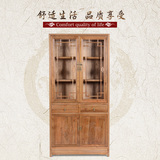 中式书柜实木书橱古典书架榆木玄关柜陈列架隔断货架 书架酒柜