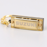 正品SUZUKI 铃木S-5 五孔十音 迷你款钥匙扣小口琴 金色儿童口琴