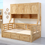 实木儿童衣柜床柏木床高低床多功能组合床上下床子母床儿童床包邮