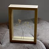 猴年礼物原木色双面玻璃植物标本相框6寸7寸实木创意摆台装饰画框
