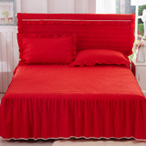 罩床裙单件加厚韩版床套1.5m1.8*2*2.2米特价婚庆大红色夹棉床