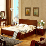 佳鑫家具 全实木床 中式柏木床1.8米 双人箱体床 儿童高箱床