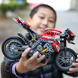 儿童科技机械组越野摩托车模型益智拼装组装积木玩具14岁以上男孩