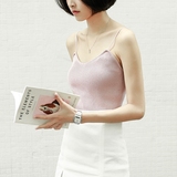 v领针织吊带背心女夏季外穿韩版2016新款内搭白色打底衫性感上衣