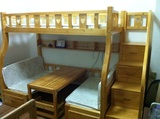 多功能实木高低床，上床下桌椅，楼梯和椅子有六个柜子